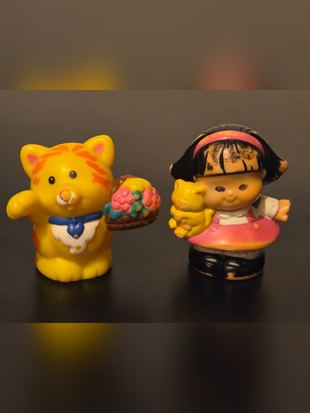 Little People Sonya Lee & Tabby Cat Holding Flower Basket